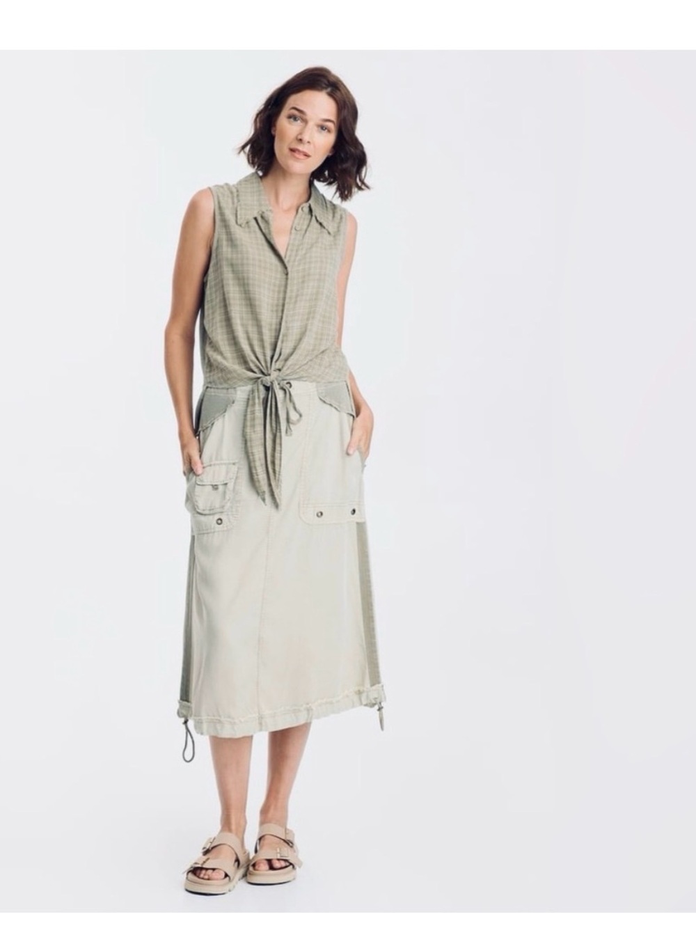 XCVI Finley Bubble Skirt, Gray/beige